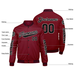 Maßgeschneiderte Crimson Schwarz Letterman Varsity Jacket Individuelle Stickerei Druck nach Ihrem Wunsch