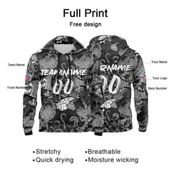 Benutzerdefinierter Sweatshirt-Hoodie für Mann, Frau, Mädchen, Junge. Drucken Sie Ihr Logo, Ihren Namen und Ihre Nummer Grau&Weiß