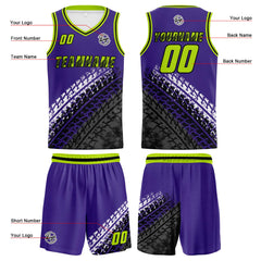 Benutzerdefinierter Lila Grün Basketball Jersey Uniform Anzug gedruckt Ihr Logo Name Nummer