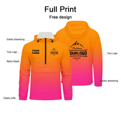 Anpassbare Orange Rosa Winddichte Softshell Kapuzenjacke - Vollverschluss, Logo- & Text-Druck