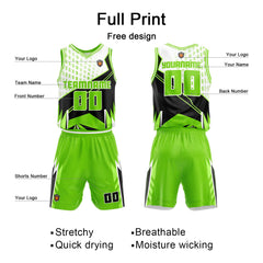 Benutzerdefinierter Neongrün Basketball Jersey Uniform Anzug gedruckt Ihr Logo Name Nummer