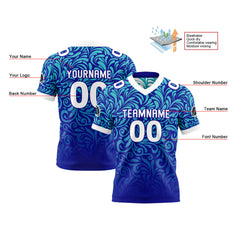 Benutzerdefinierte Blau Weiß Reversibel Fußball Trikot Personalisierte Gradient Fußball Shirts für Männer gedruckt Team Name Nummer Logo