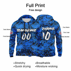 Benutzerdefinierter Sweatshirt-Hoodie für Mann, Frau, Mädchen, Junge. Drucken Sie Ihr Logo, Ihren Namen und Ihre Nummer Royal