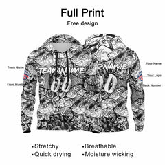 Benutzerdefinierter Sweatshirt-Hoodie für Mann, Frau, Mädchen, Junge. Drucken Sie Ihr Logo, Ihren Namen und Ihre Nummer Weiß