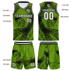 Benutzerdefinierter Grün Schwarz Basketball Jersey Uniform Anzug gedruckt Ihr Logo Name Nummer