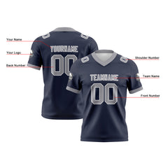 Benutzerdefinierte Marine Grau Fußball Trikots Personalisierter Name Nummer Logo
