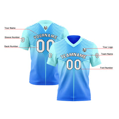 Benutzerdefinierte Blau Reversibel Fußball Trikot Personalisierte Gradient Fußball Shirts für Männer gedruckt Team Name Nummer Logo