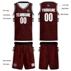 Benutzerdefinierter Schwarz Rot Basketball Jersey Uniform Anzug gedruckt Ihr Logo Name Nummer