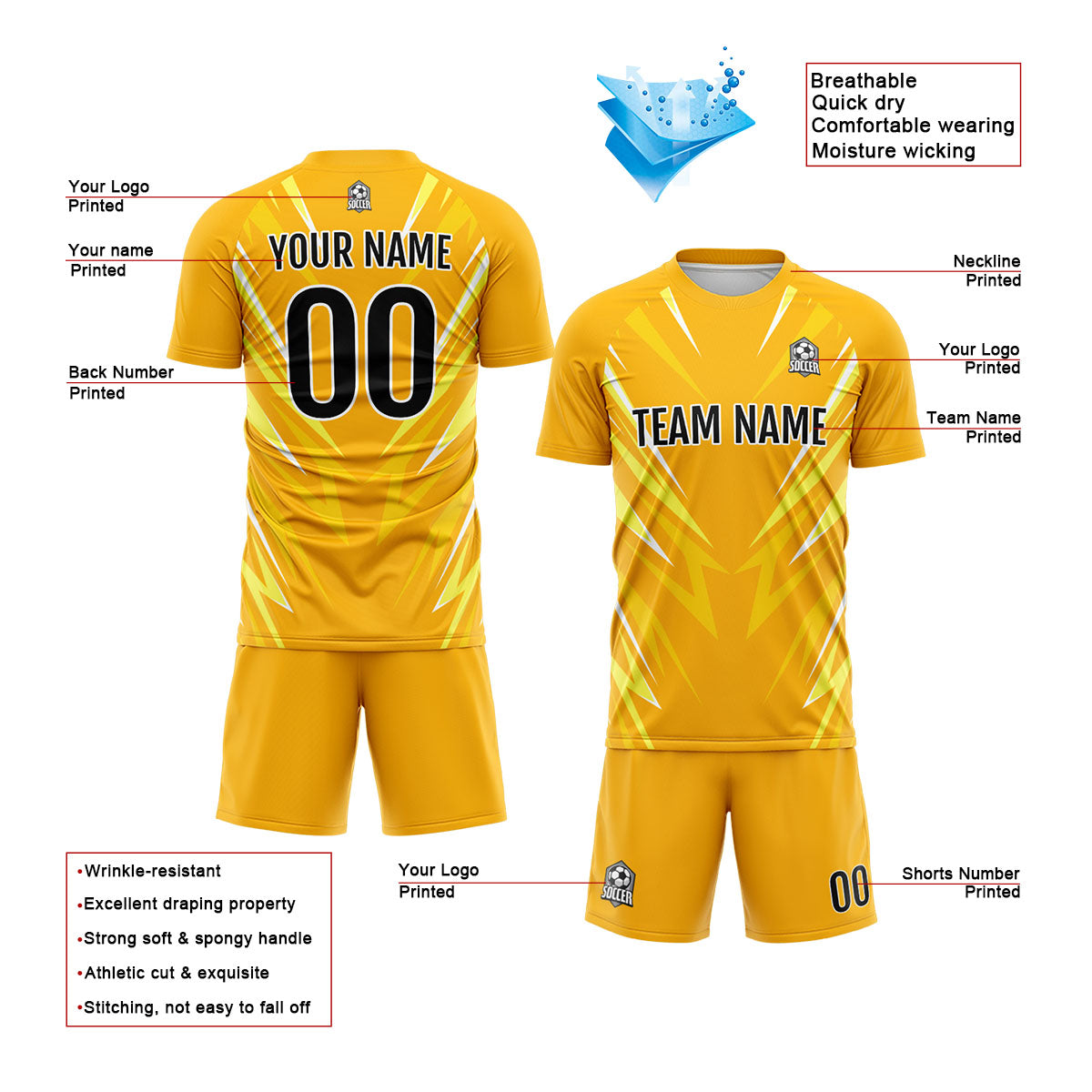 Benutzerdefinierte Orange Fußball Trikots für Männer Frauen Personalisierte Fußball Uniformen für Erwachsene und Kind