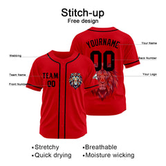 Benutzerdefinierte Baseball Jersey Personalisierte Baseball Shirt genäht und Druck Rot