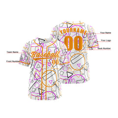 Benutzerdefiniert Weiß Orange Baseball Uniformen Drucken für Jungs Mädchen und Kinder Machen Ihr Team Mehr Vielfältig