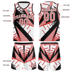 Benutzerdefinierter Weiß Schwarz Hellrot Basketball Jersey Uniform Anzug gedruckt Ihr Logo Name Nummer