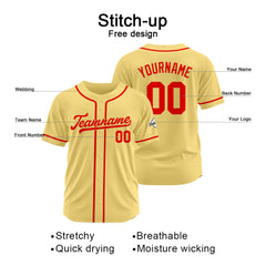 Benutzerdefinierte Authentisch Baseball-Trikot Gold-Rot