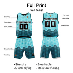 Benutzerdefinierter Aqua Basketball Jersey Uniform Anzug gedruckt Ihr Logo Name Nummer