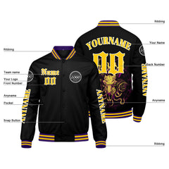 Maßgeschneiderte Gelb Letterman Varsity Jacket Individuelle Stickerei Druck nach Ihrem Wunsch