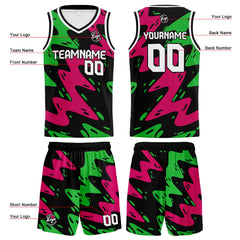 Benutzerdefinierter Schwarze Rose Grün Basketball Jersey Uniform Anzug gedruckt Ihr Logo Name Nummer
