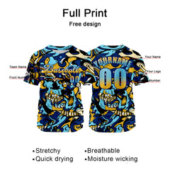 Benutzerdefiniert Blau Baseball Uniformen Drucken für Jungs Mädchen und Kinder Machen Ihr Team Mehr Vielfältig