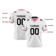 Benutzerdefinierte Weiß Rosa Schwarz Reversibel Genäht Fußball Trikot Personalisierte Fußball Shirts für Männer gedruckt Team Name Nummer Logo