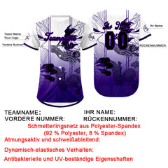 Benutzerdefiniert Weiß Lila Personalisierter Baseball Jersey mit Farbverlauf Team Uniform mit Namen und Nummer
