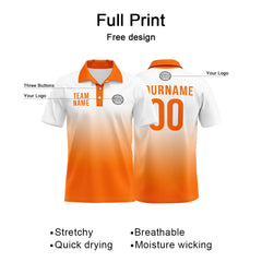 Benutzerdefinierte Weiß Orange Fußball Polo-Shirts Fügen Sie Ihr Einzigartiges hinzu Logo/Name/Nummer