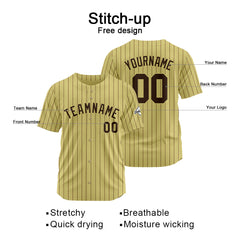 Benutzerdefinierte Authentisch Baseball-Trikot Gold-braun