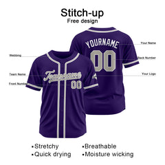 Benutzerdefinierte Authentisch Baseball-Trikot Lila Netz