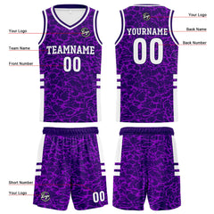 Benutzerdefinierte Lila Reversible Basketball Jersey Personalisierte Print Name Nummer Logo