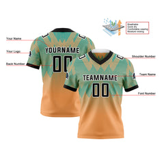 Benutzerdefinierte Grün Orange Reversibel Fußball Trikot Personalisierte Gradient Fußball Shirts für Männer gedruckt Team Name Nummer Logo