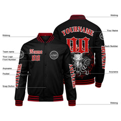 Maßgeschneiderte Rot Letterman Varsity Jacket Individuelle Stickerei Druck nach Ihrem Wunsch