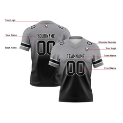 Benutzerdefinierte Grau Schwarz Gradient Fußball Trikots Personalisierter Name Nummer Logo