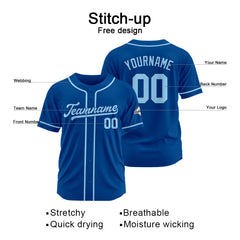 Benutzerdefinierte Authentisch Baseball-Trikot Royal-Hellblau