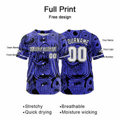 Benutzerdefinierte Baseball Jersey Personalisierte Baseball Shirt genäht und Druck Blau