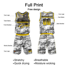 Benutzerdefinierter Braun Gelb Basketball Jersey Uniform Anzug gedruckt Ihr Logo Name Nummer