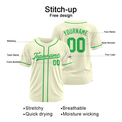 Benutzerdefinierte Authentisch Baseball-Trikot Creme-Grün
