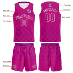 Benutzerdefinierter Dunkelrosa Basketball Jersey Uniform Anzug gedruckt Ihr Logo Name Nummer