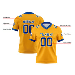 Benutzerdefinierte Gelb Blau Fußball Trikots Personalisierter Name Nummer Logo
