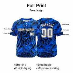 Benutzerdefinierte Baseball Jersey Personalisierte Baseball Shirt genäht und Druck Royal