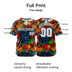 Benutzerdefinierte Baseball Jersey Personalisierte Baseball Shirt genäht und Druck Orange&Royal