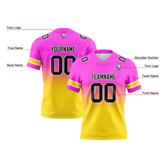 Benutzerdefinierte Rosa & Gelb Gradient Fußball Trikots Personalisierter Name Nummer Logo