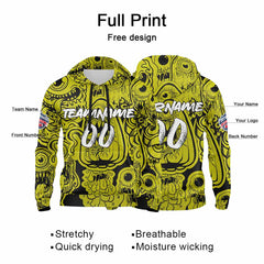 Benutzerdefinierter Sweatshirt-Hoodie für Mann, Frau, Mädchen, Junge. Drucken Sie Ihr Logo, Ihren Namen und Ihre Nummer Gelb