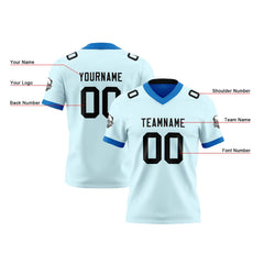 Benutzerdefinierte Hellblau Blau Reversibel Genäht Fußball Trikot Personalisierte Fußball Shirts für Männer gedruckt Team Name Nummer Logo