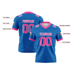 Benutzerdefinierte Blau Rosa Fußball Trikots Personalisierter Name Nummer Logo