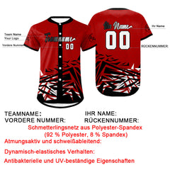 Benutzerdefiniert Rot Schwarz Personalisierter Baseball Jersey mit Farbverlauf Team Uniform mit Namen und Nummer