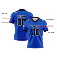 Benutzerdefinierte Blau Schwarz Fußball Trikots Personalisierter Name Nummer Logo