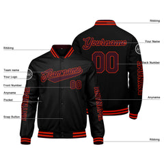 Maßgeschneiderte Braun Schwarz Orange Letterman Varsity Jacket Individuelle Stickerei Druck nach Ihrem Wunsch