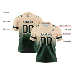 Benutzerdefinierte Khaki Dunkelgrün Gradient Fußball Trikots Personalisierter Name Nummer Logo