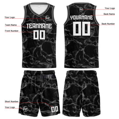 Benutzerdefinierte Schwarz Grau Reversible Basketball Jersey Personalisierte Print Name Nummer Logo