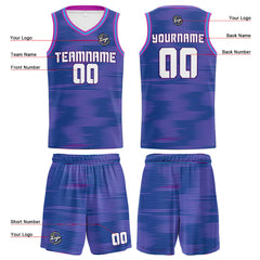 Benutzerdefinierter Lila Hellblau Basketball Jersey Uniform Anzug gedruckt Ihr Logo Name Nummer