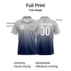 Benutzerdefinierte Grau Marine Fußball Polo-Shirts Fügen Sie Ihr Einzigartiges hinzu Logo/Name/Nummer