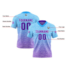 Benutzerdefinierte Blau Lila Reversibel Fußball Trikot Personalisierte Gradient Fußball Shirts für Männer gedruckt Team Name Nummer Logo
